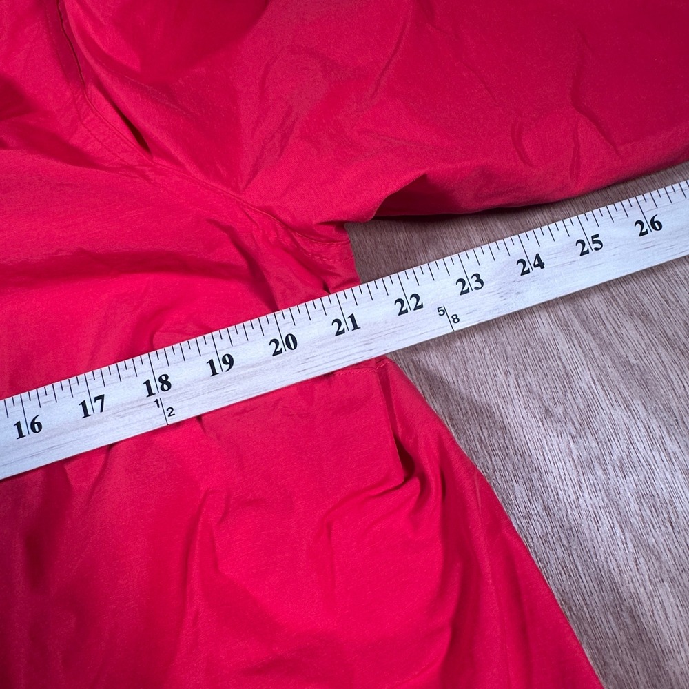 Ellos Anorak Rain Jacket Women 16 Red Hooded Striped Lining Zip Front Utility - Picture 7 of 12
